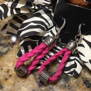 Pink Braided Suede Earrings